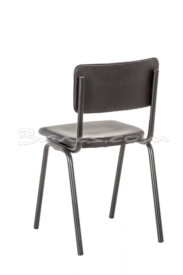 SILLA ESCUELA HIERRO NEGRO PIEL NEGRA MATE