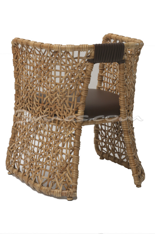 SILLA MAMORÉ RATTAN Y TEJ. NATURAL C/ COJÍN PIEL