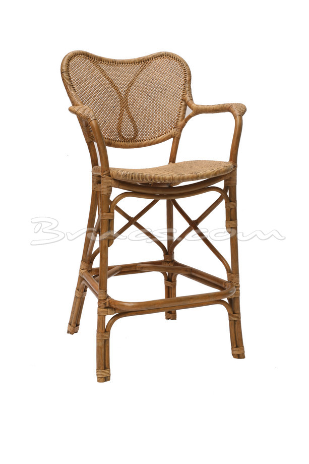 TABURETE CON BRAZOS ATLAS RATTAN ANTIQUE