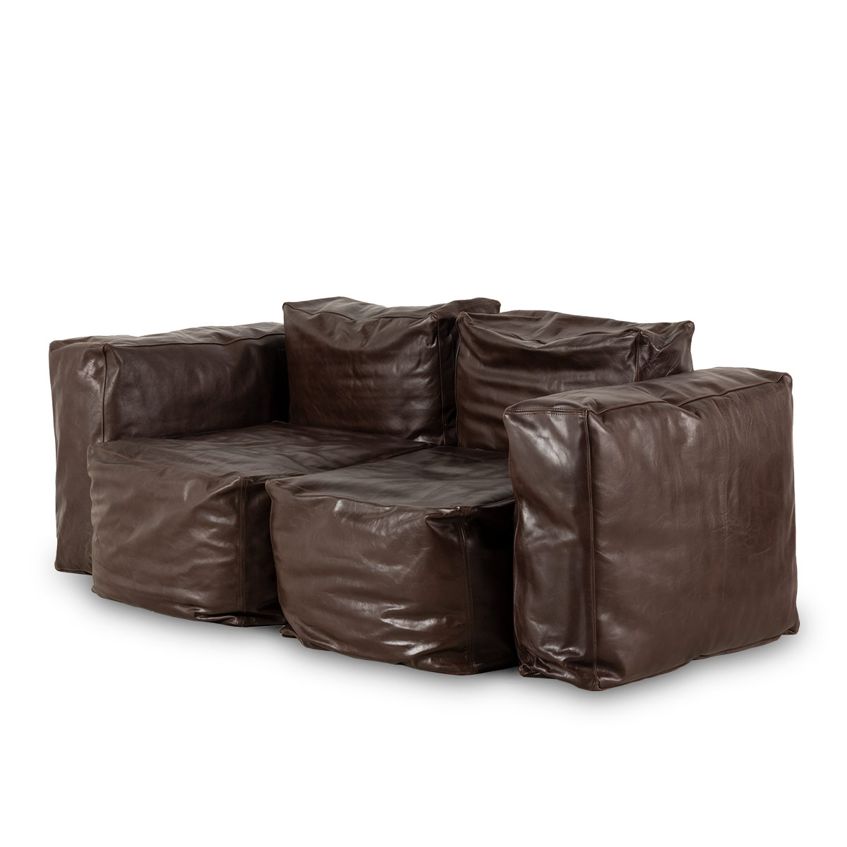 Two-seat brown leather couch Buffy