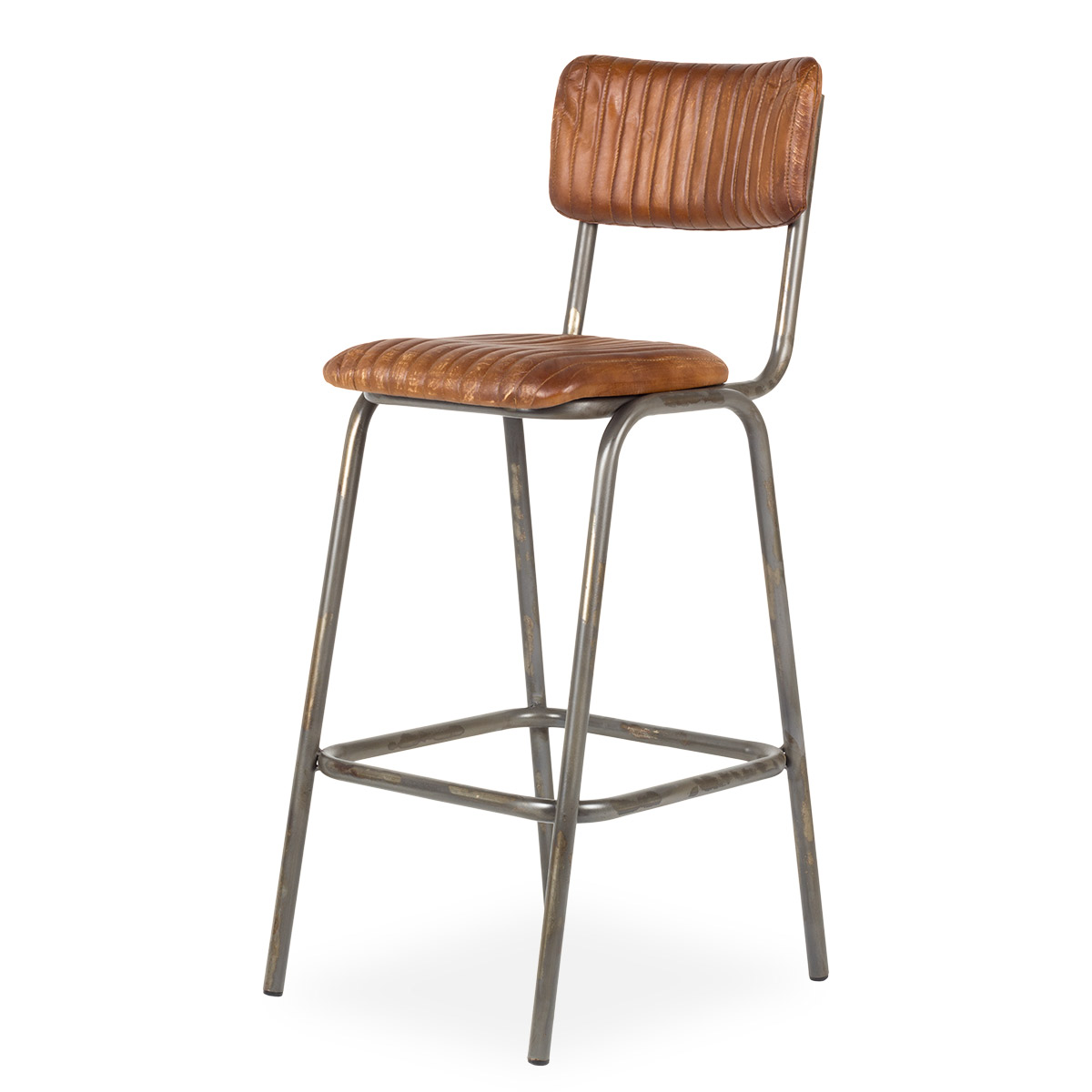 Leather stools in grey leg Romina