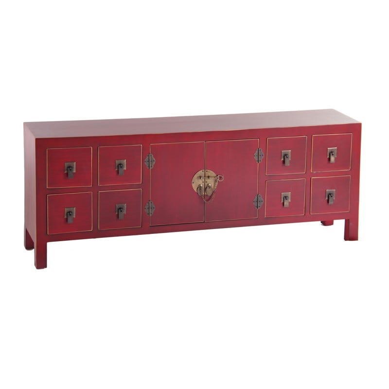 MUEBLE 8 CAJONES ROJO MADERA 130 X 24 X 50,50 CM