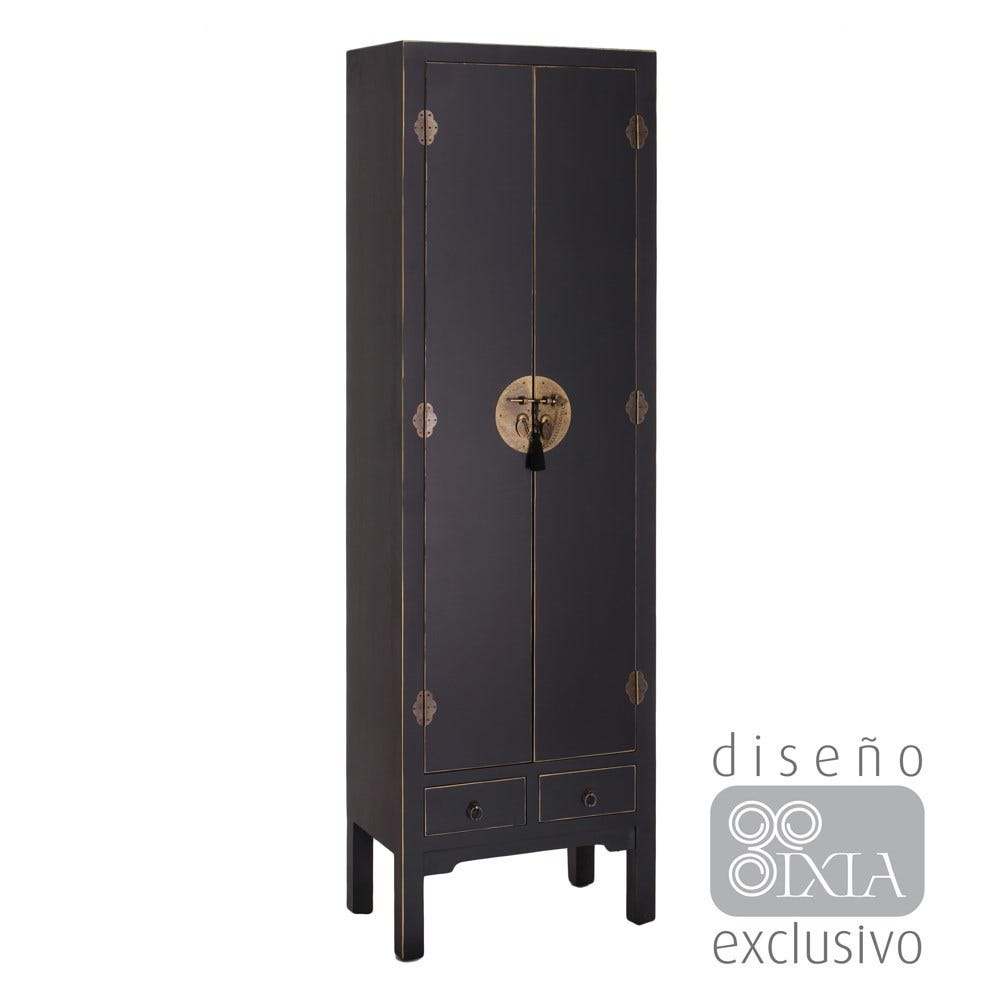 ARMARIO 2 PUERTAS Y 2 CAJONES NEGRO 55 X 33 X 185 CM