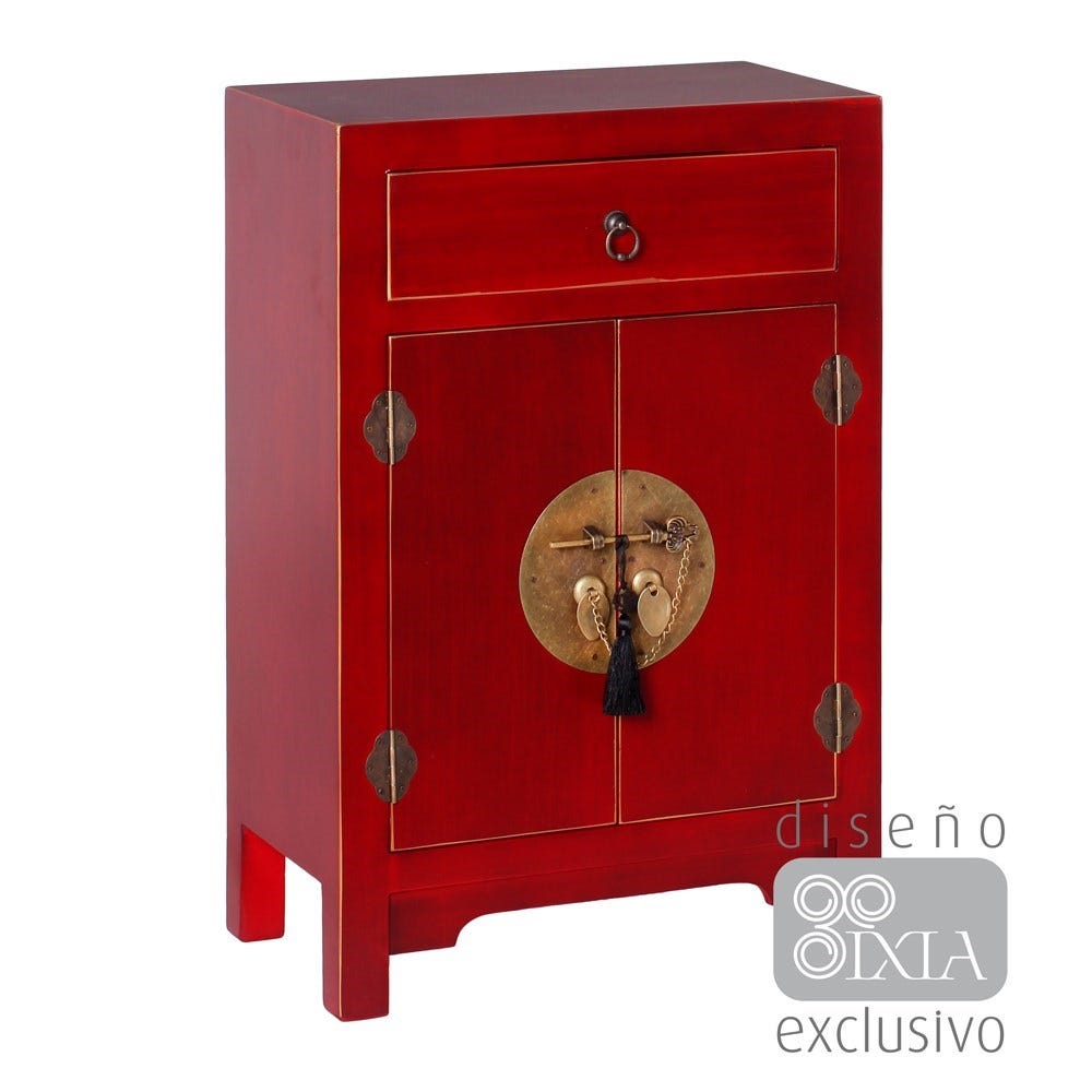 MESITA 2 PUERTAS Y 1 CAJÓN ROJO 45 X 26 X 69 CM