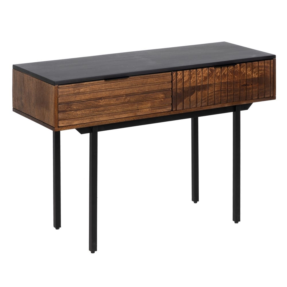 CONSOLA MARRÓN-NEGRO MADERA-HIERRO 110 X 40 X 76 CM