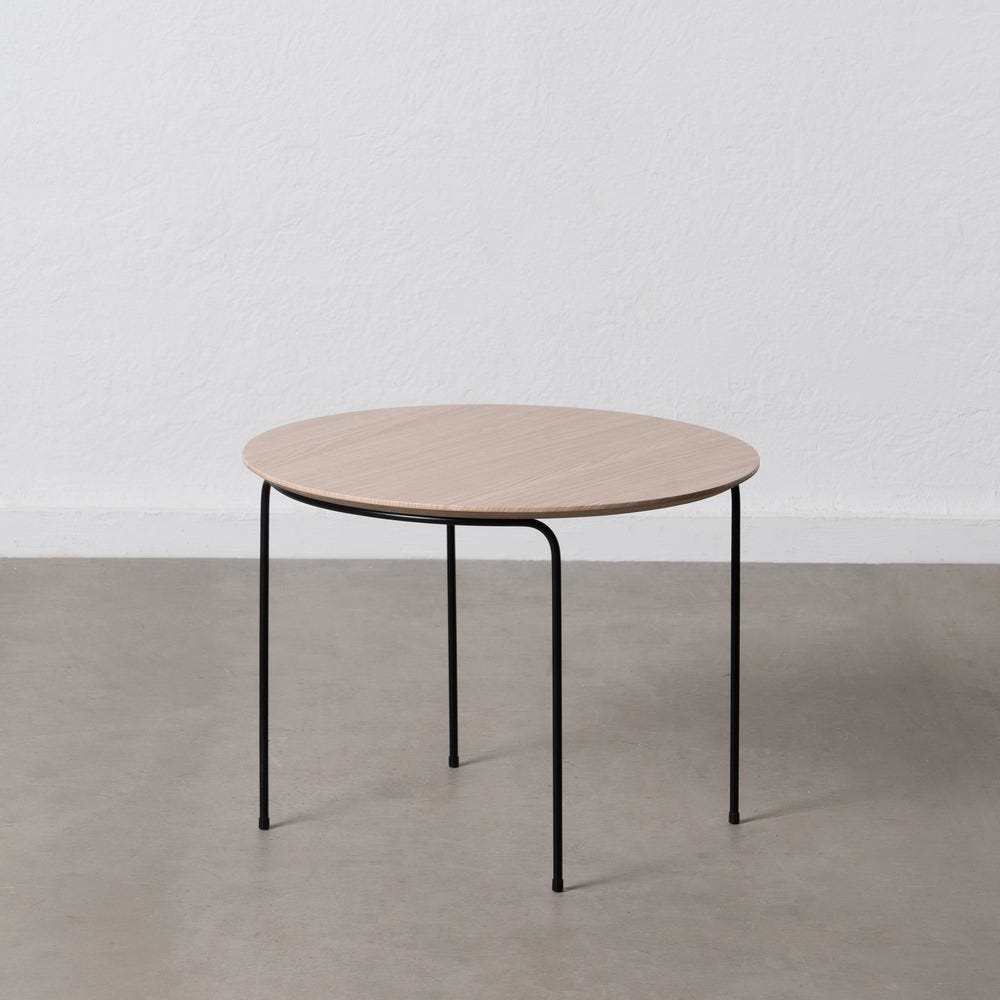 MESA CENTRO NATURAL-NEGRO DM-METAL 60 X 60 X 45 CM