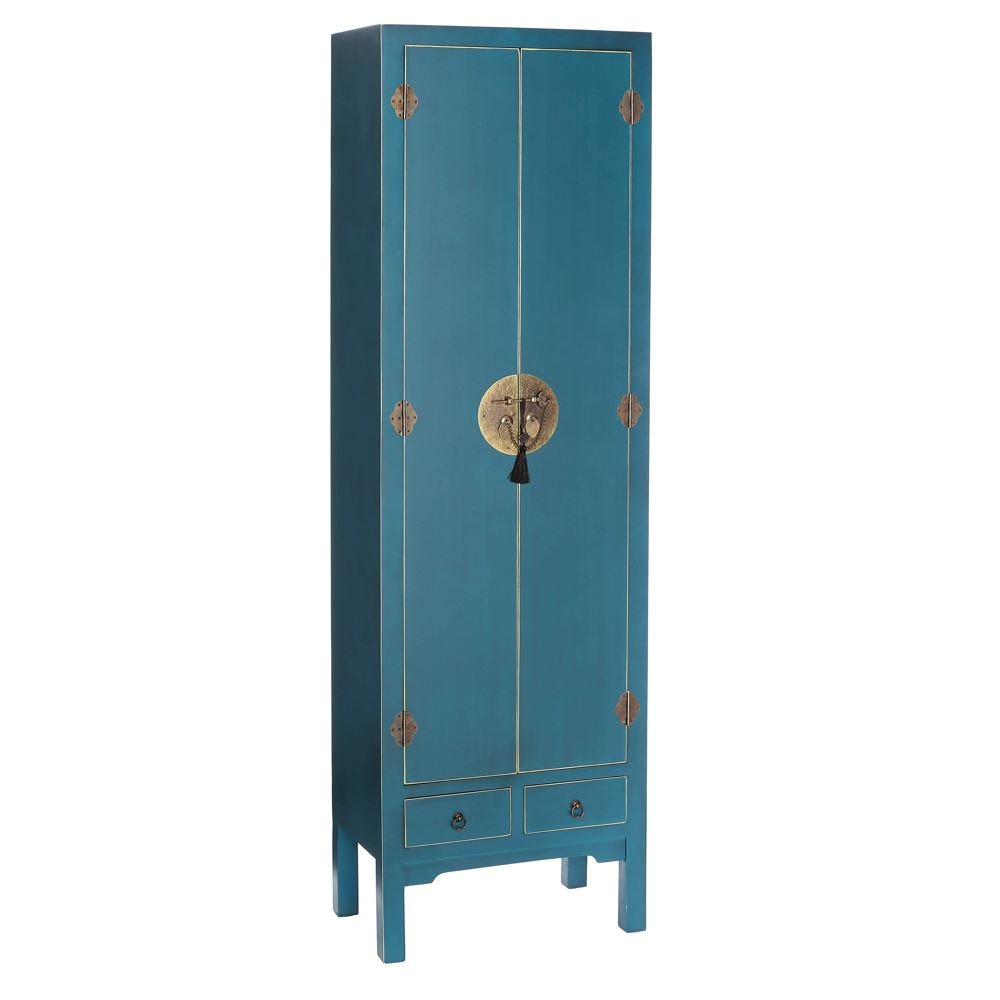 ARMARIO 2 PUERTAS Y 2 CAJONES AZUL DM 55 X 33 X 185 CM