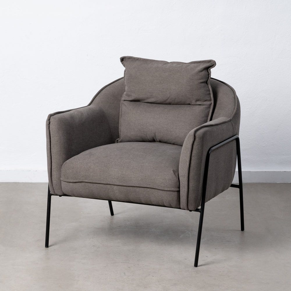 SILLÓN GRIS OSCURO TEJIDO-METAL 76,50 X 70 X 74 CM