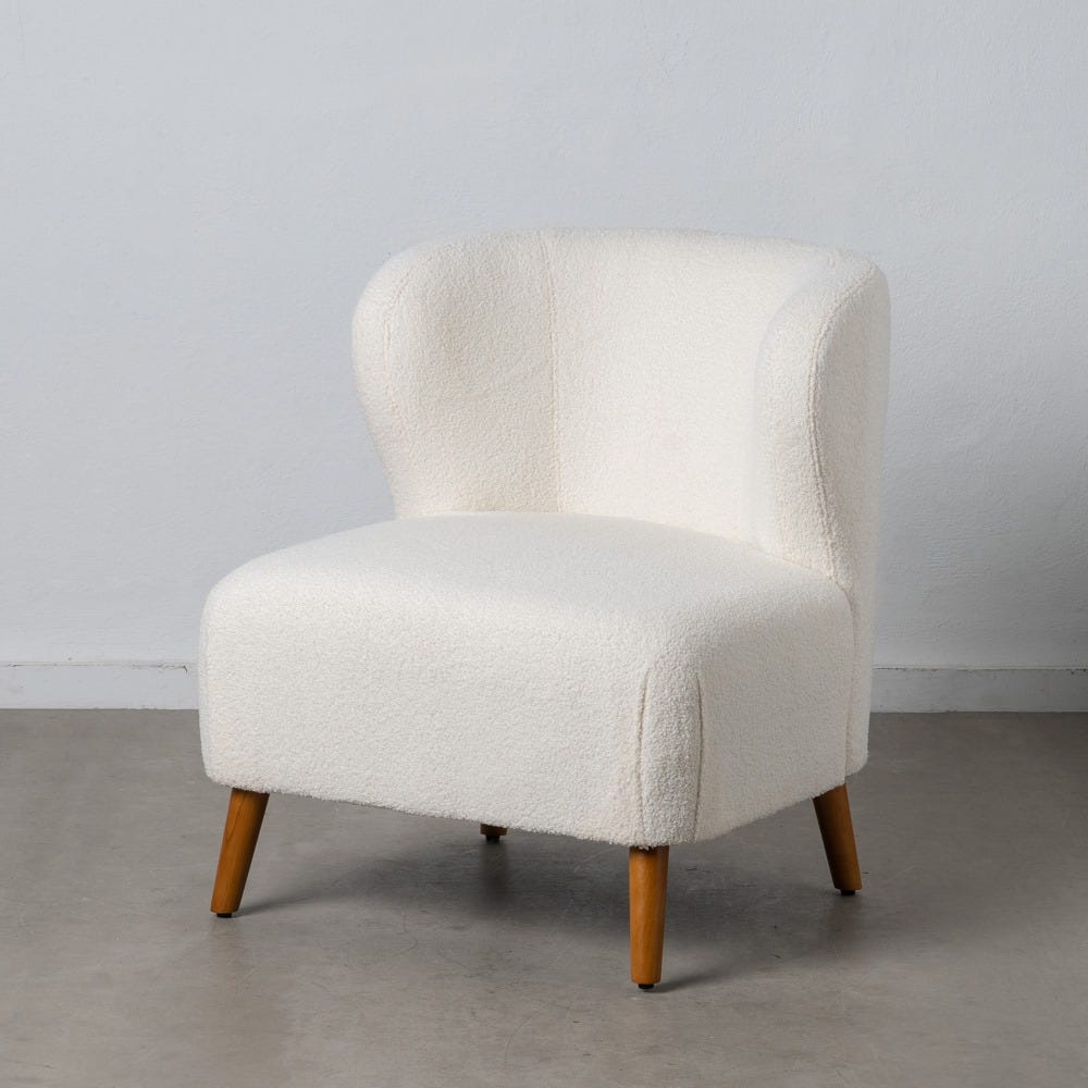 SILLÓN BLANCO MADERA DE CAUCHO SALÓN 72 X 78 X 82 CM