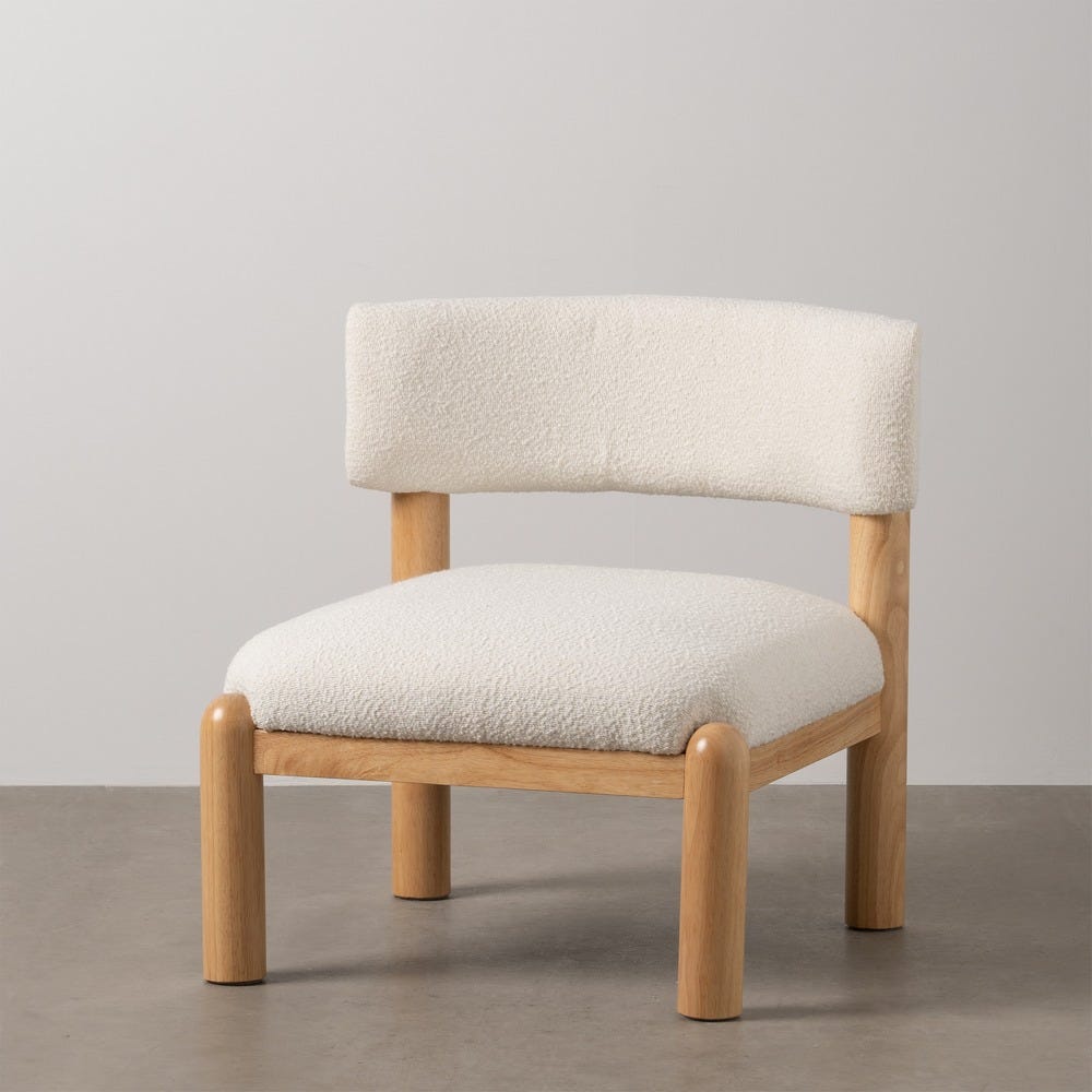 SILLÓN BLANCO-NATURAL MADERA DE CAUCHO 62 X 62 X 71 CM