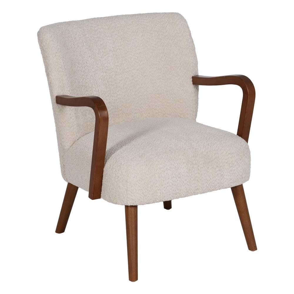 SILLÓN BEIGE TEJIDO-MADERA DECORACIÓN 56 X 56 X 78 CM