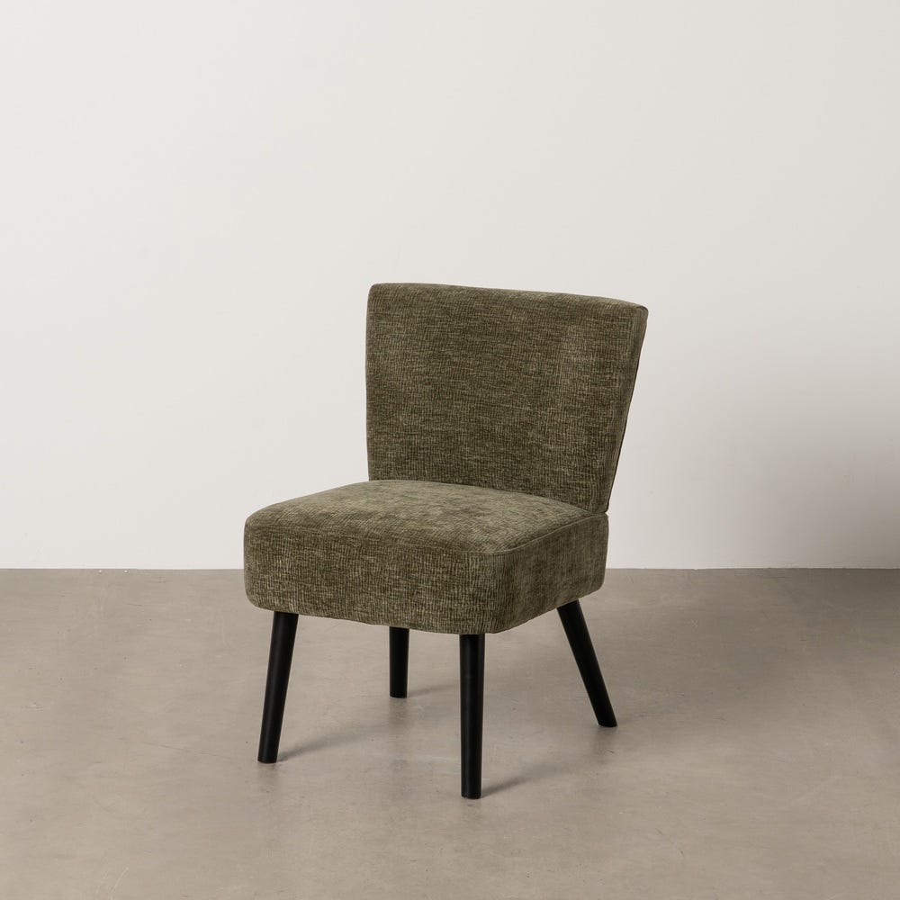 SILLÓN VERDE TEJIDO-MADERA SALÓN 55 X 63 X 76 CM