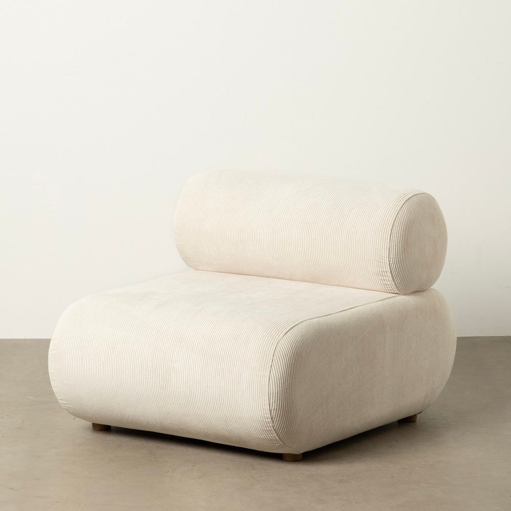 SILLÓN BLANCO ROTO MADERA DE ABEDUL 63 X 90 X 75 CM