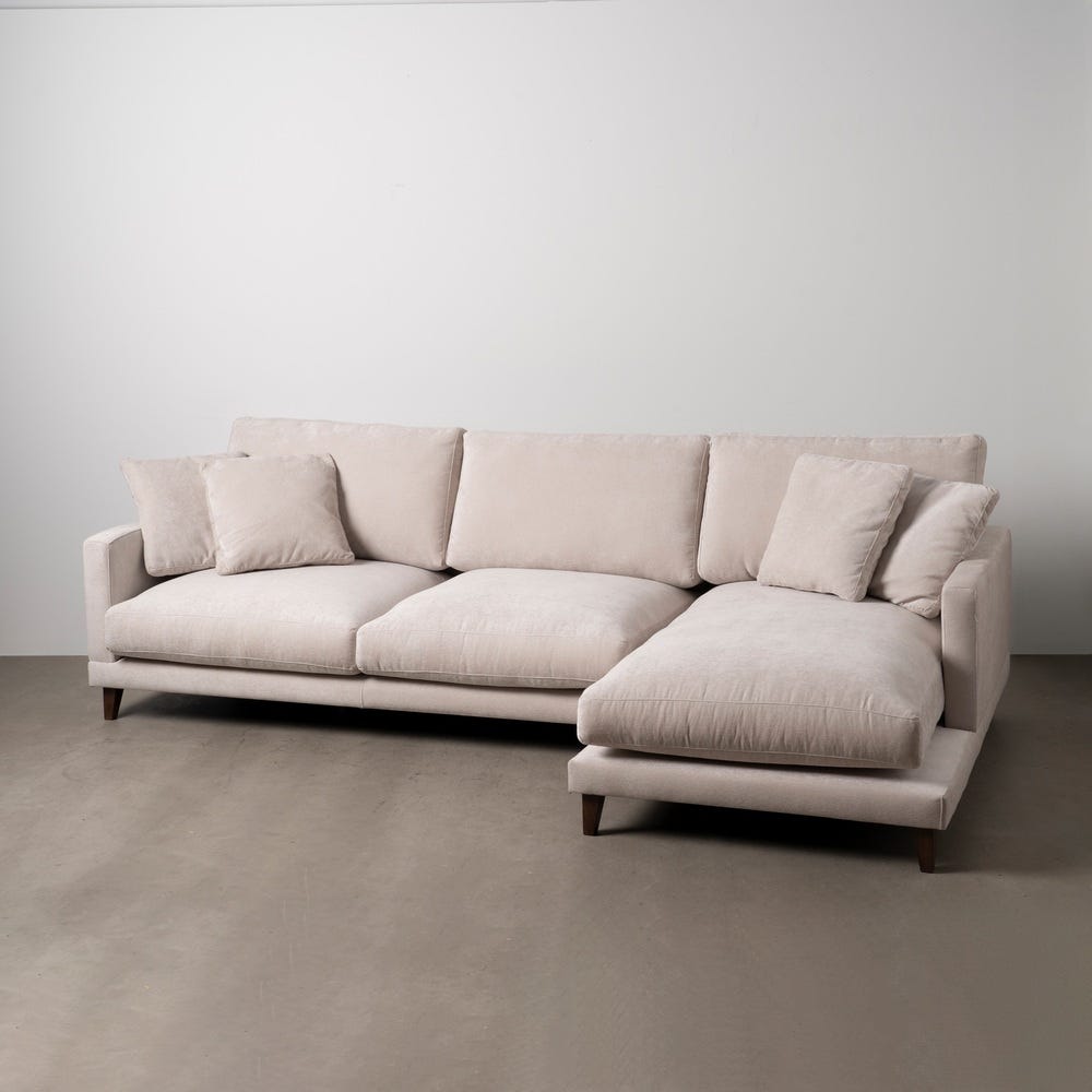 SOFÁ CHAISE LONGUE DERECHA CREMA TEJIDO 290 X 160 X 95 CM