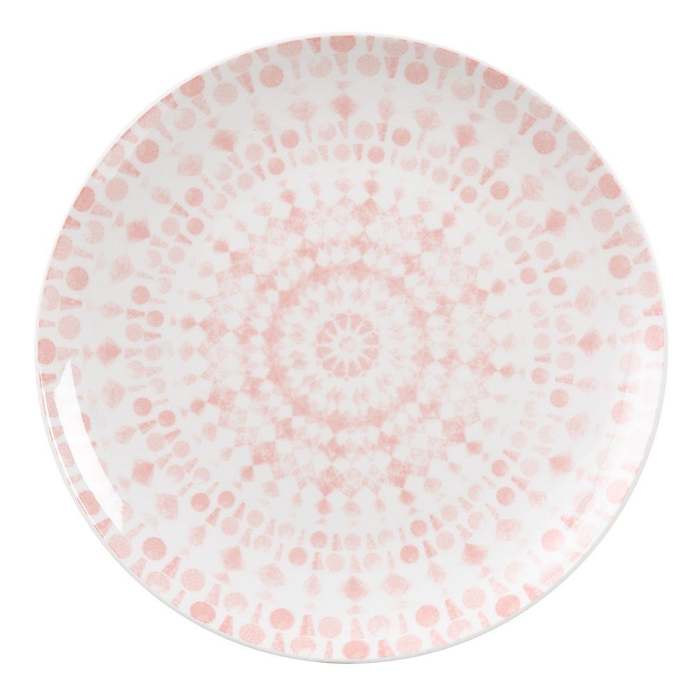 PLATO LLANO ROSA-BLANCO PORCELANA 27 X 27 X 2,50 CM