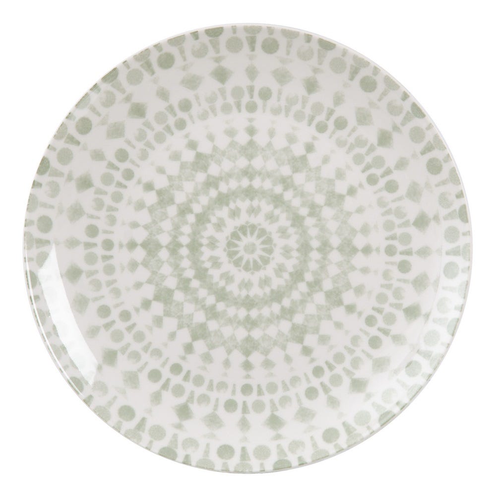 PLATO LLANO VERDE-BLANCO PORCELANA 27 X 27 X 2,50 CM