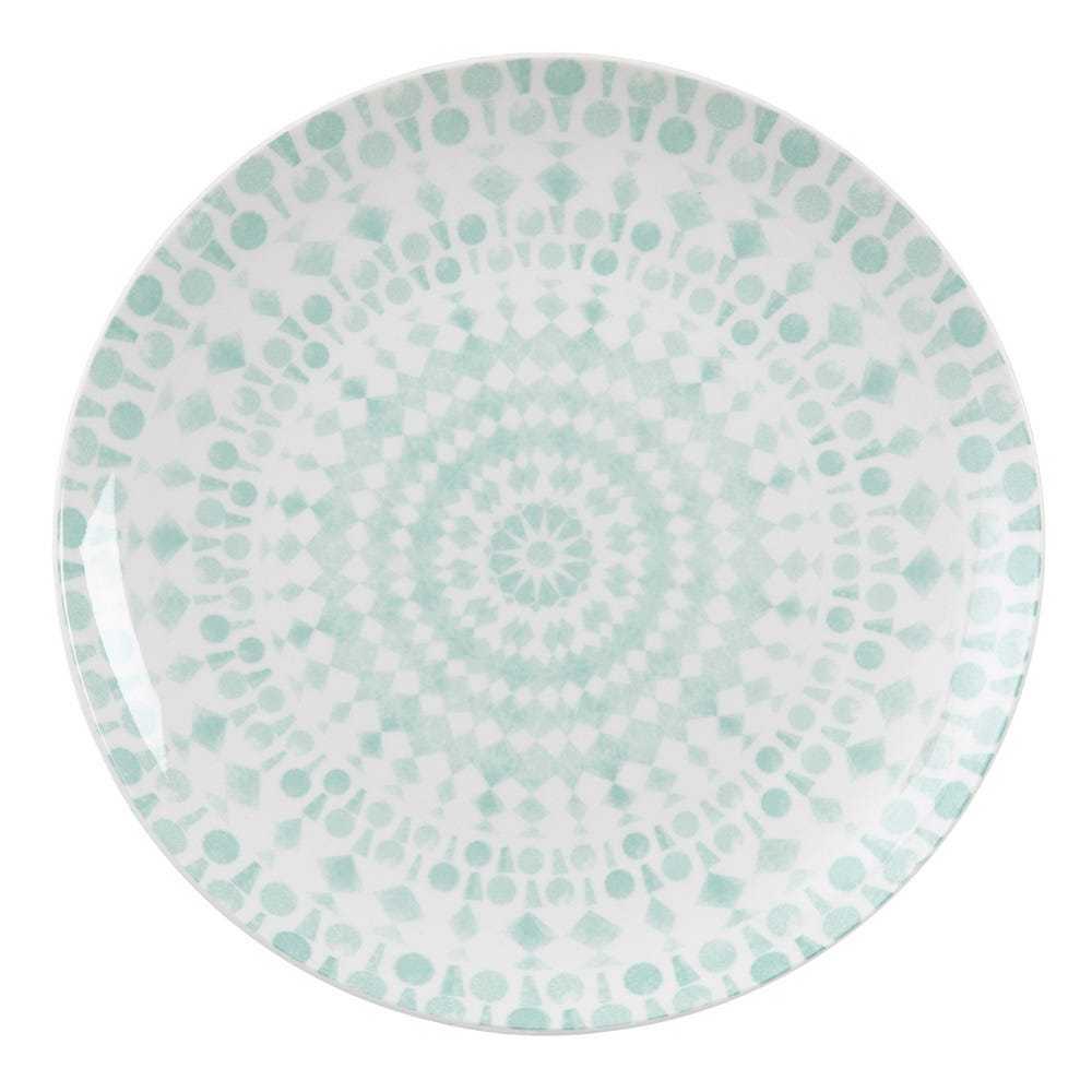 PLATO LLANO TURQUESA-BLANCO PORCELANA 27 X 27 X 2,50 CM