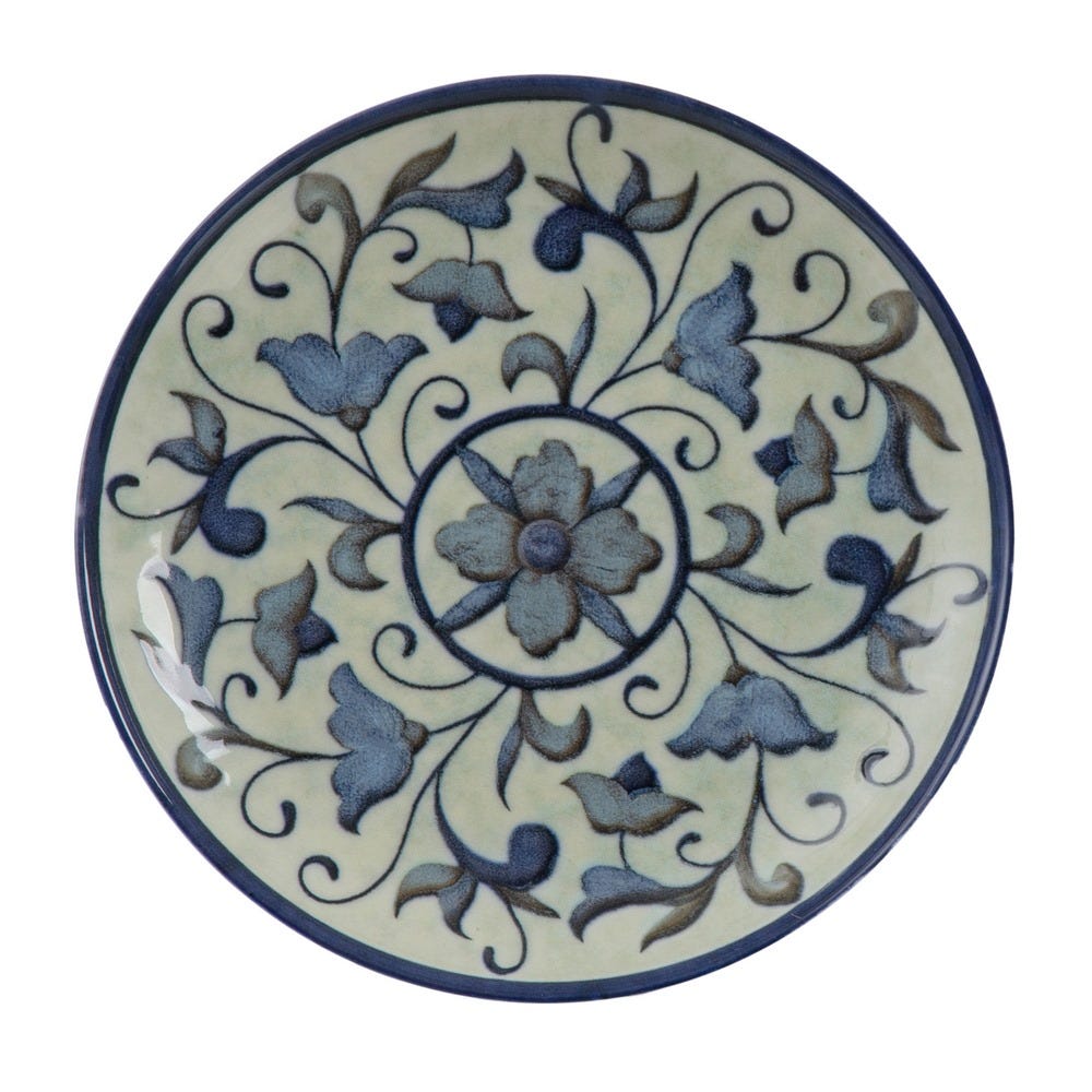 PLATO POSTRE AZUL-BLANCO PORCELANA 20 X 20 X 2,50 CM