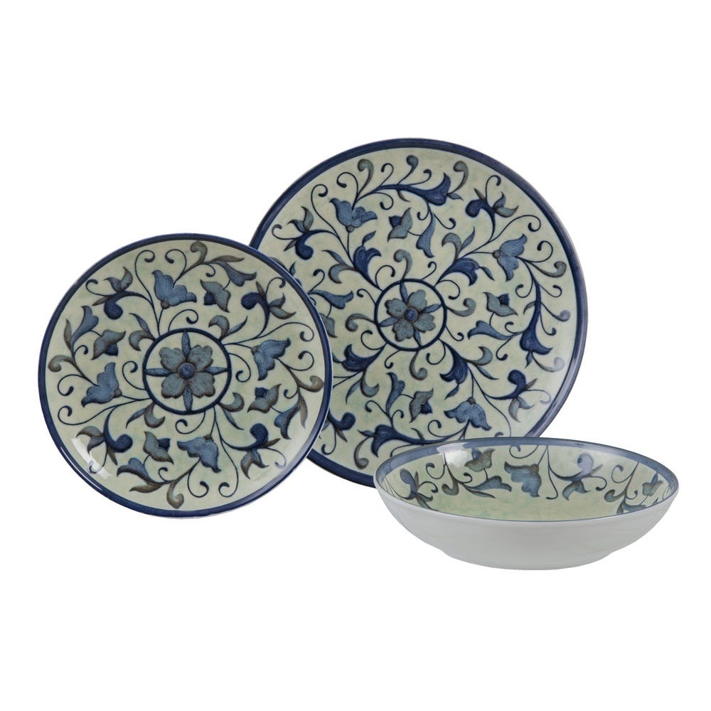 PLATO LLANO AZUL-BLANCO PORCELANA 26 X 26 X 3 CM