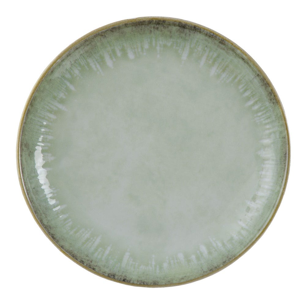 PLATO POSTRE VERDE PORCELANA COCINA 20 X 20 X 2,50 CM