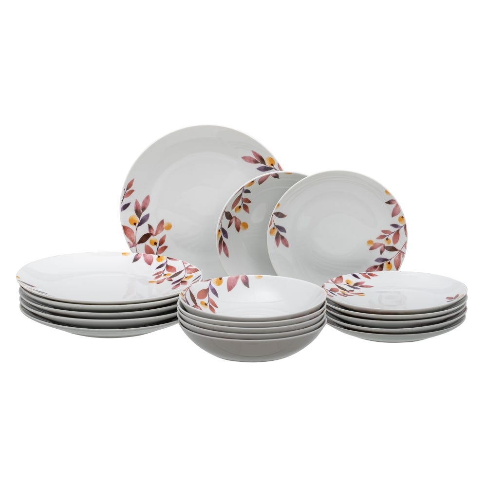 VAJILLA 18 PIEZAS HOJAS PORCELANA COCINA 1 CM