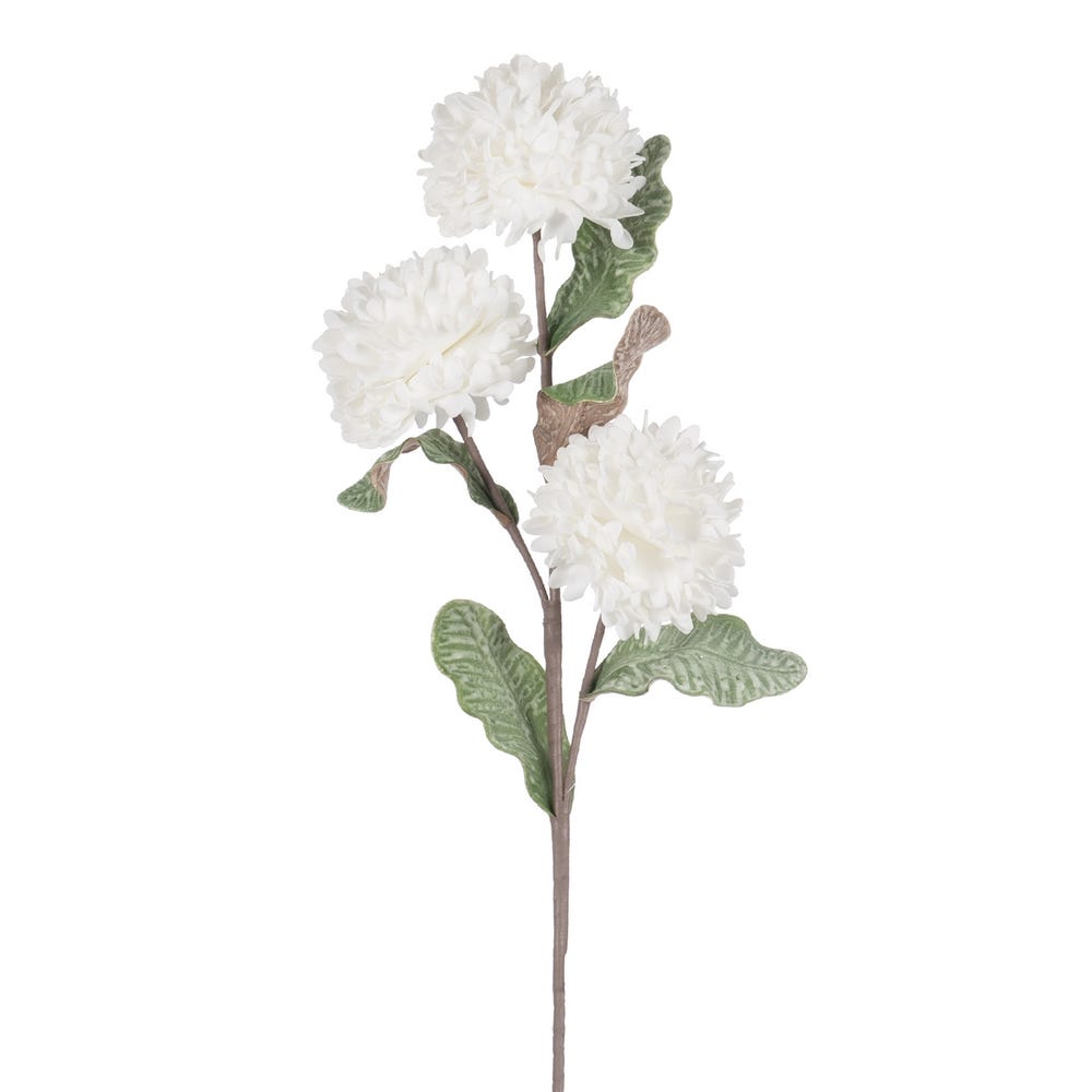 RAMA HORTENSIA BLANCO NAILON DECORACIÓN 90 CM