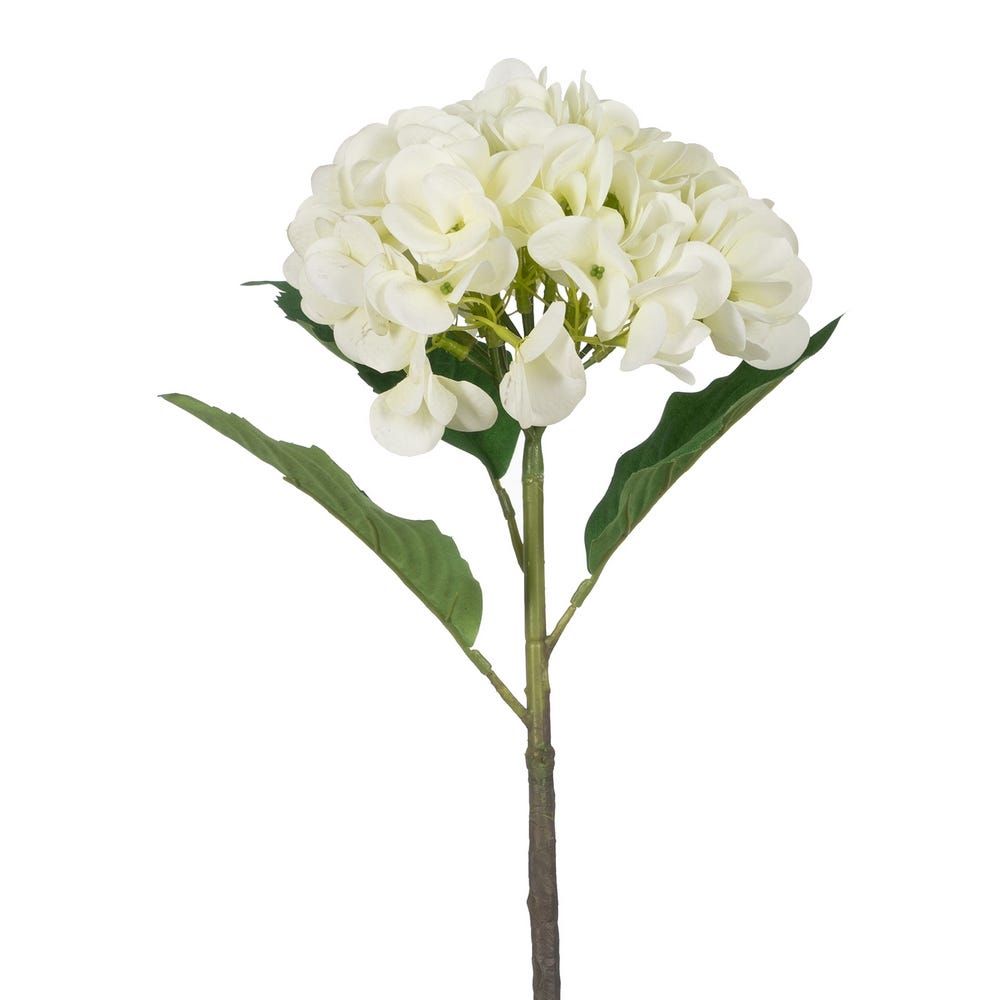 FLOR HORTENSIA BLANCO PVC-TEJIDO 50 CM