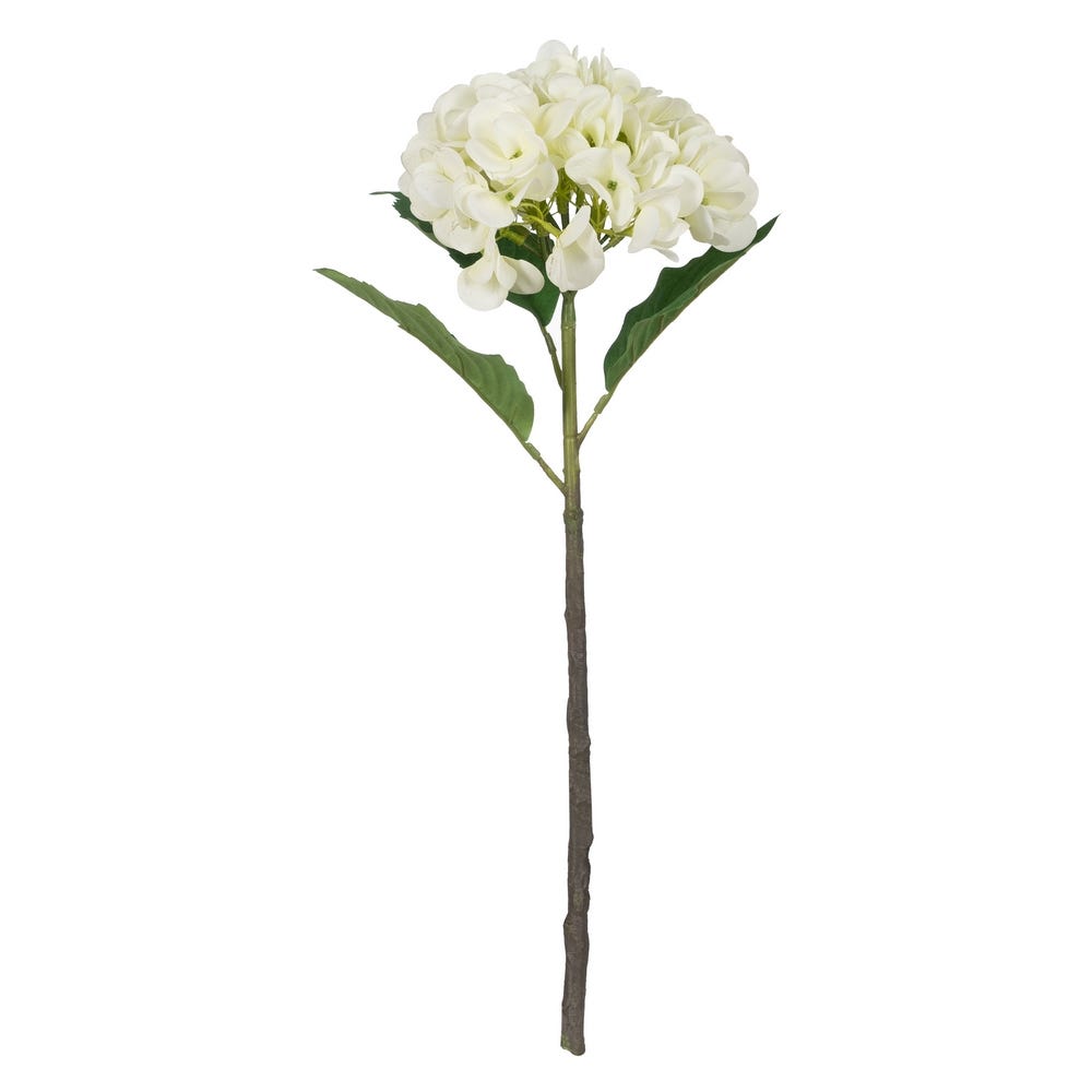 FLOR HORTENSIA BLANCO PVC-TEJIDO 50 CM