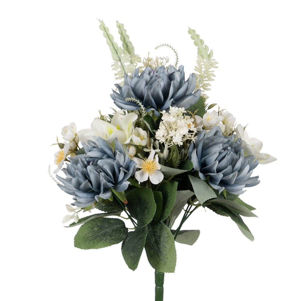 BOUQUET MIXTO AZUL PVC-TEJIDO DECORACIÓN 48 CM