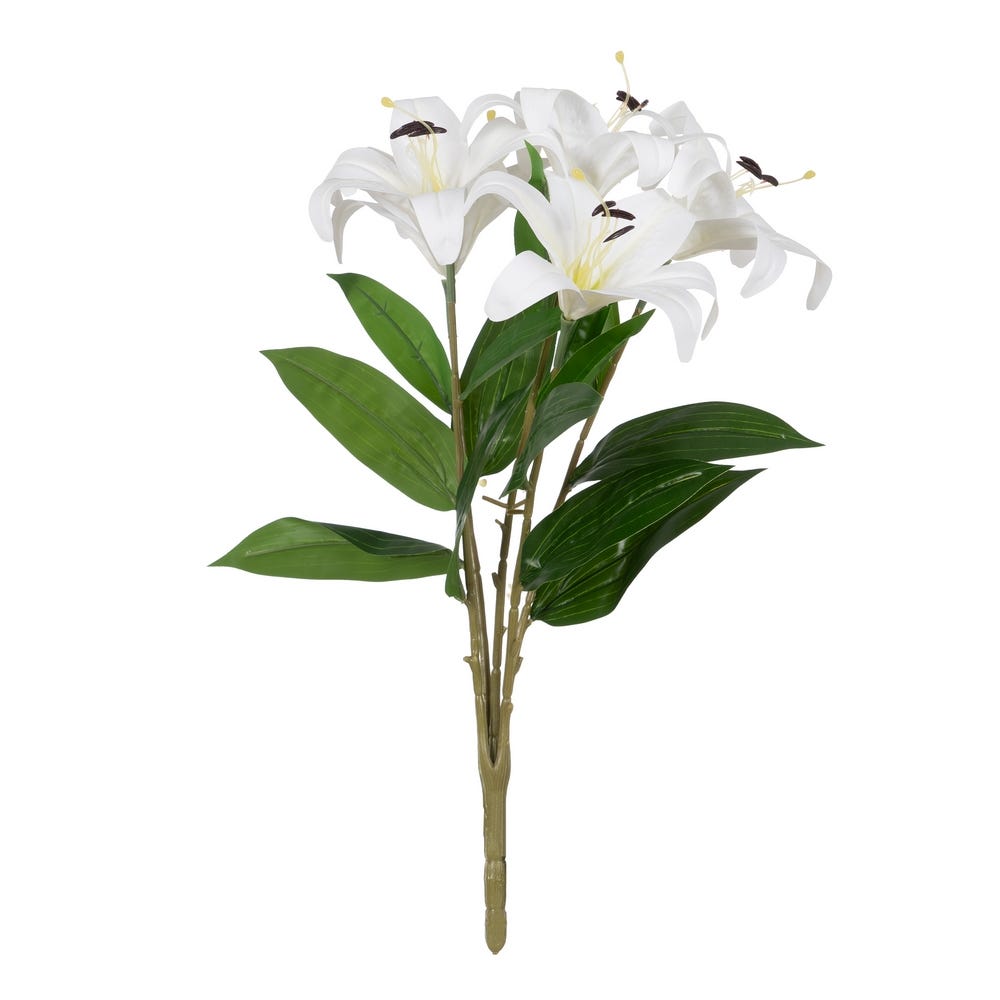 FLOR LIRIO BLANCO GOMA DECORACIÓN 58 CM