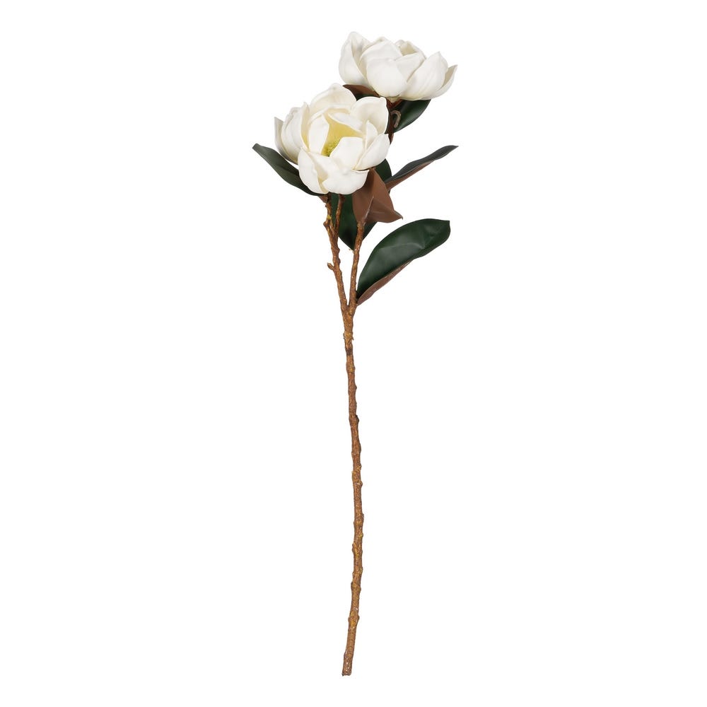 FLOR MAGNOLIA BLANCO GOMA DECORACIÓN 73 CM