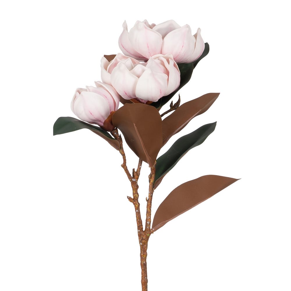 FLOR MAGNOLIA ROSA GOMA DECORACIÓN 73 CM