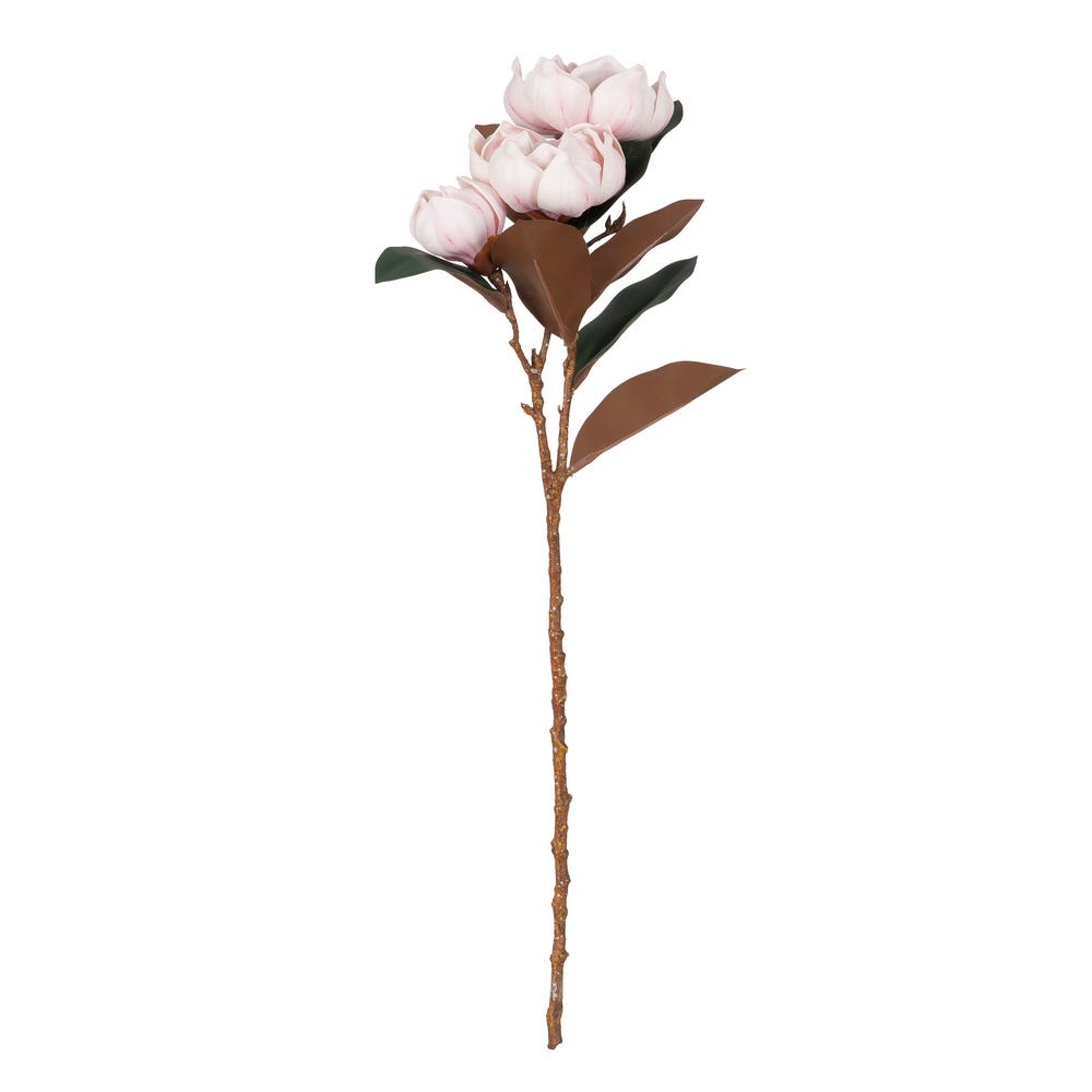 FLOR MAGNOLIA ROSA GOMA DECORACIÓN 73 CM