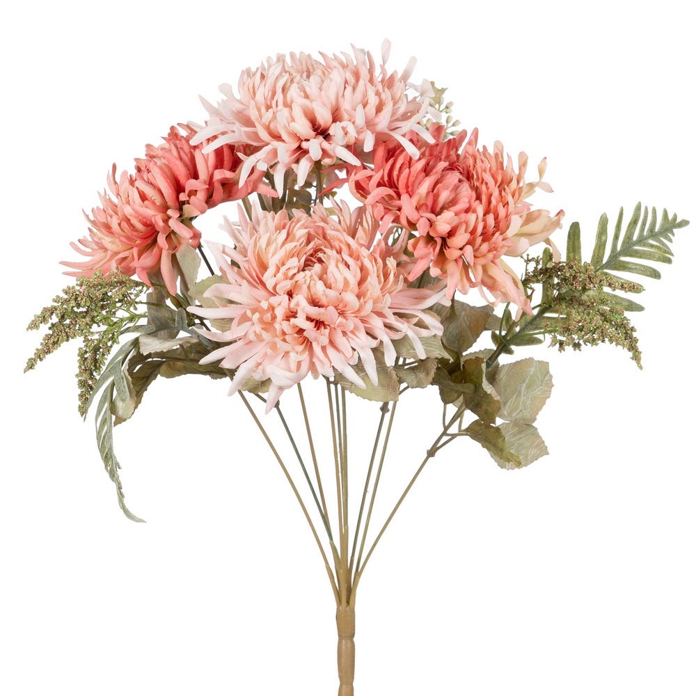 BOUQUET CRISANTEMO ROSA PVC-TEJIDO 39 CM