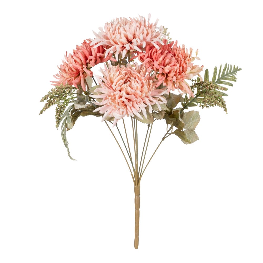 BOUQUET CRISANTEMO ROSA PVC-TEJIDO 39 CM