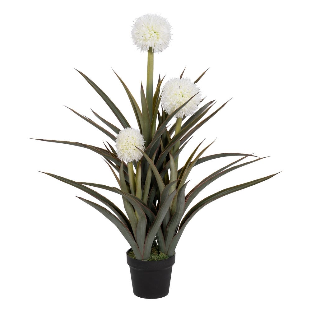 PLANTA PIÑA VERDE-BLANCO POLIETILENO 100 CM