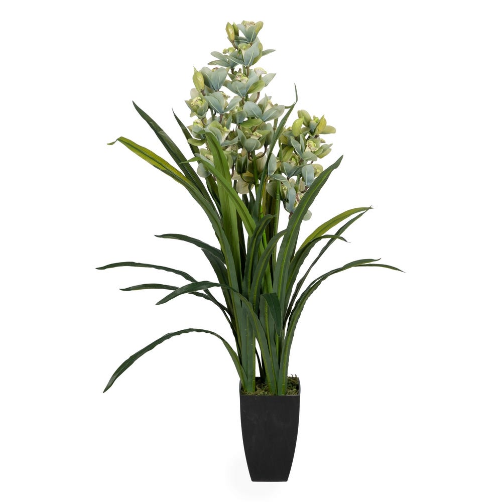 PLANTA ORQUÍDEA VERDE POLIETILENO JARDÍN 110 CM