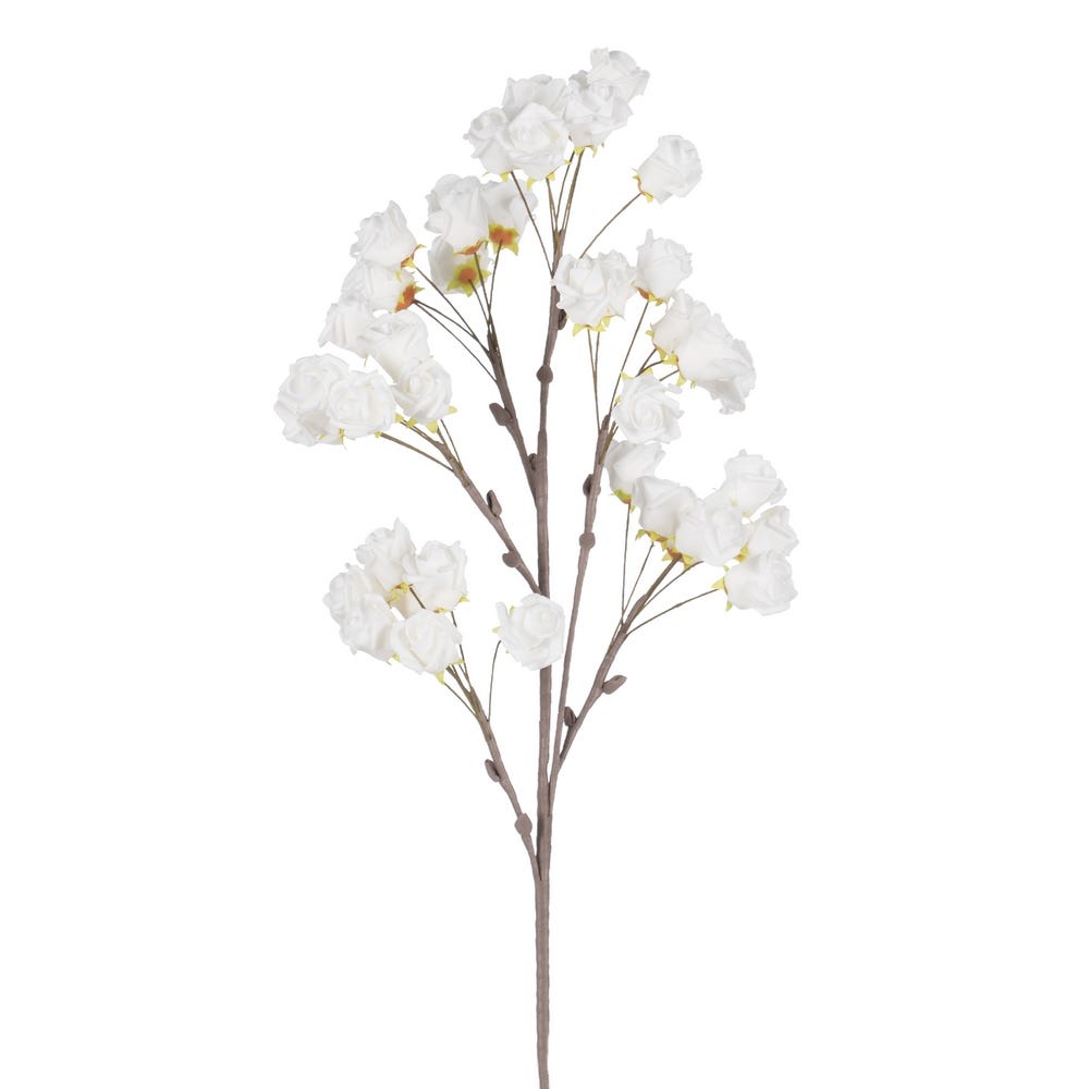 RAMA ROSAS BLANCO NAILON DECORACIÓN 110 CM