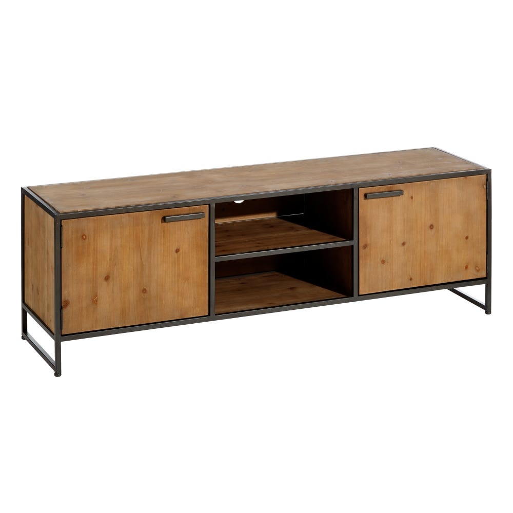 MUEBLE TV MARRÓN-NEGRO MADERA / METAL 150 X 40 X 49 CM