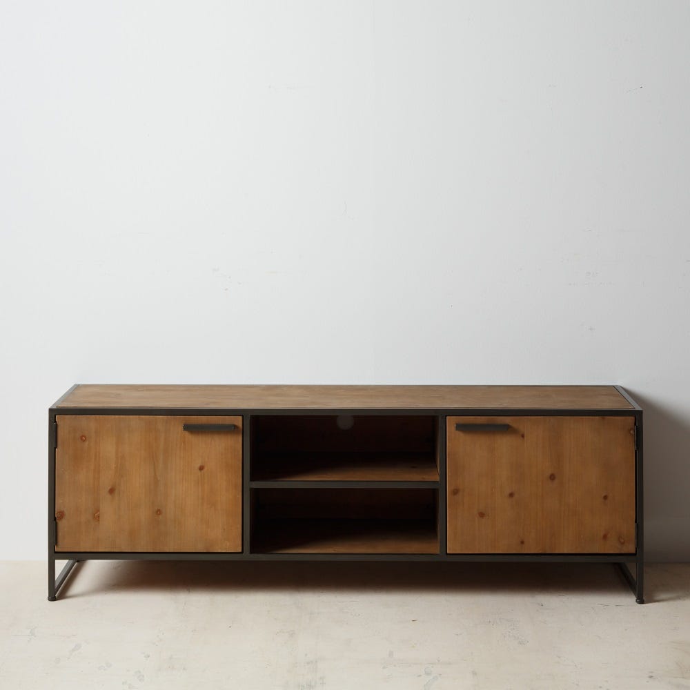 MUEBLE TV MARRÓN-NEGRO MADERA / METAL 150 X 40 X 49 CM