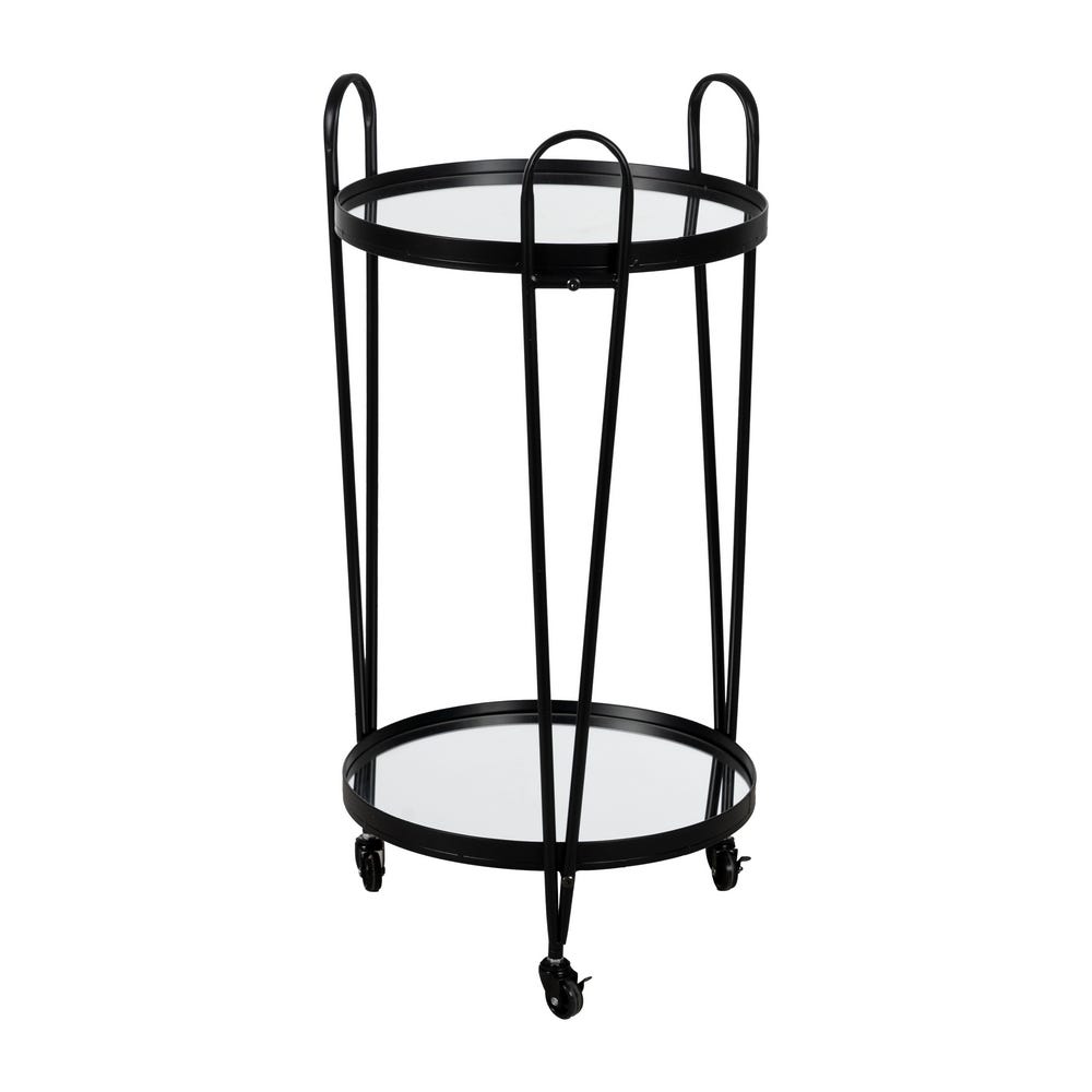 CAMARERA NEGRO METAL-CRISTAL DECORACIÓN 40 X 40 X 82,50 CM