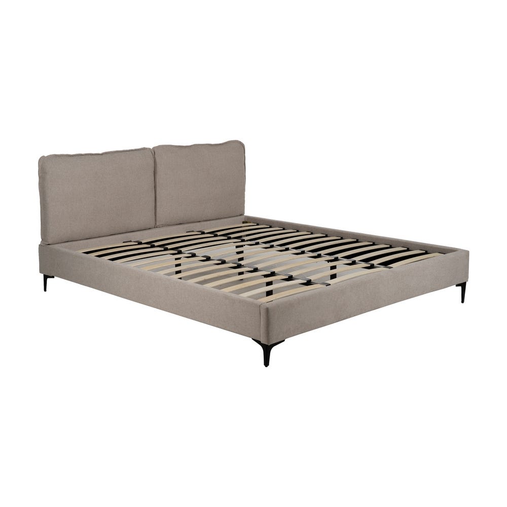 CAMA BEIGE TEJIDO DORMITORIO 192 X 214 X 95 CM