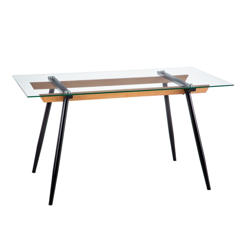 MESA COMEDOR NEGRO METAL-CRISTAL SALÓN 140 X 80 X 75 CM