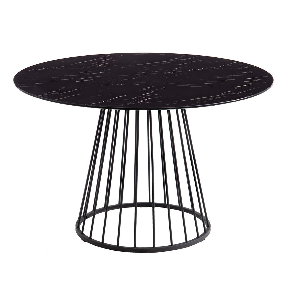 MESA COMEDOR MARMOLADO NEGRO 120 X 120 X 75 CM