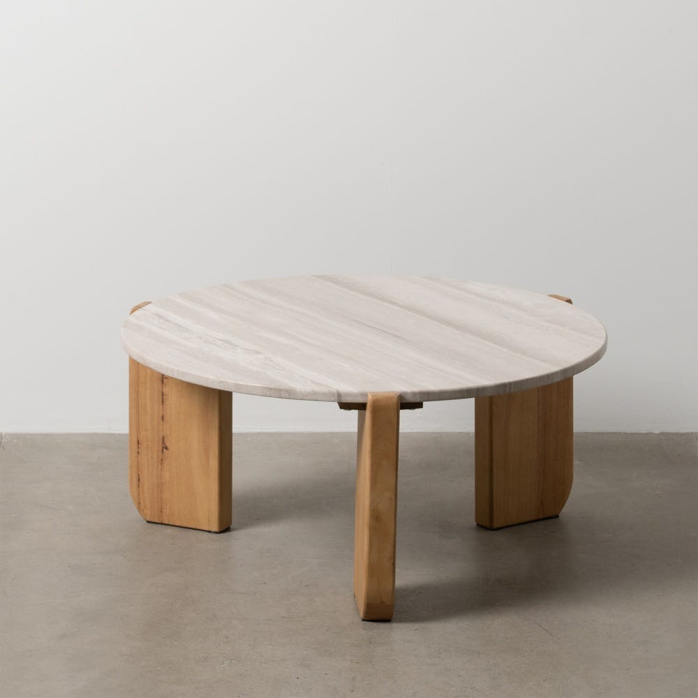 MESA CENTRO NATURAL-BLANCO MÁRMOL/MADERA 83 X 80 X 37 CM