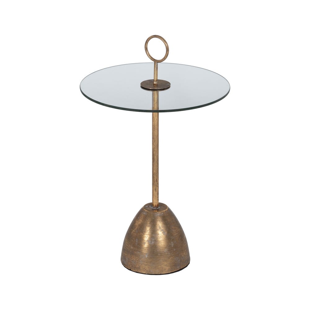 MESA AUXILIAR ORO METAL-CRISTAL 40 X 40 X 66 CM