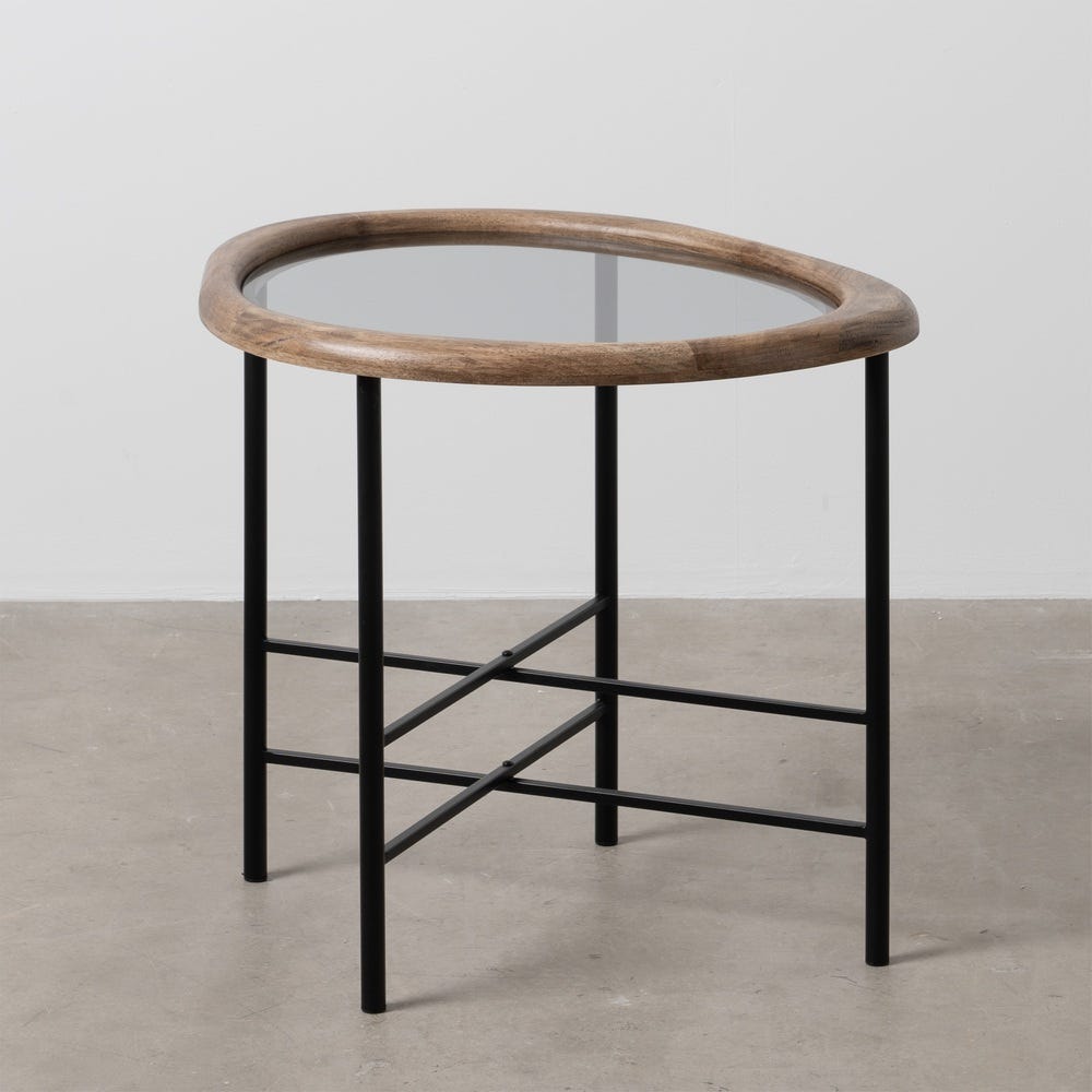 MESITA NATURAL-NEGRO MADERA-METAL 61 X 50 X 53 CM