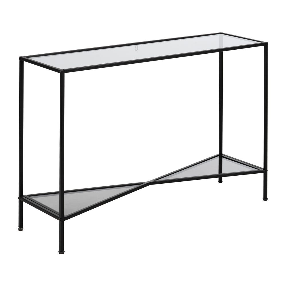 CONSOLA NEGRO METAL-CRISTAL 100 X 30 X 70 CM