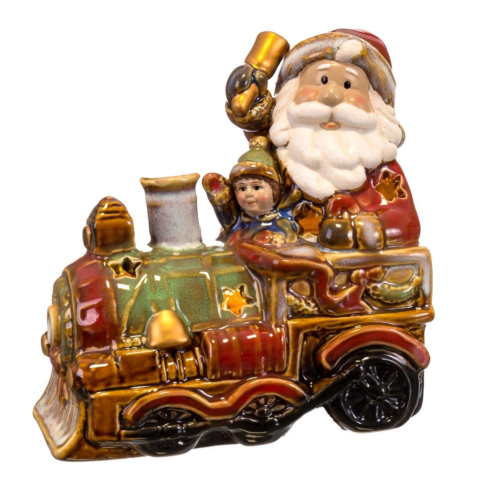 TREN PAPA NOEL CON LUZ PORCELANA 37 X 8,80 X 15 CM