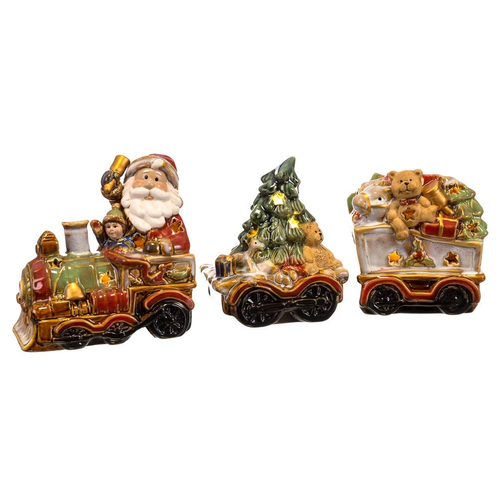 TREN PAPA NOEL CON LUZ PORCELANA 37 X 8,80 X 15 CM